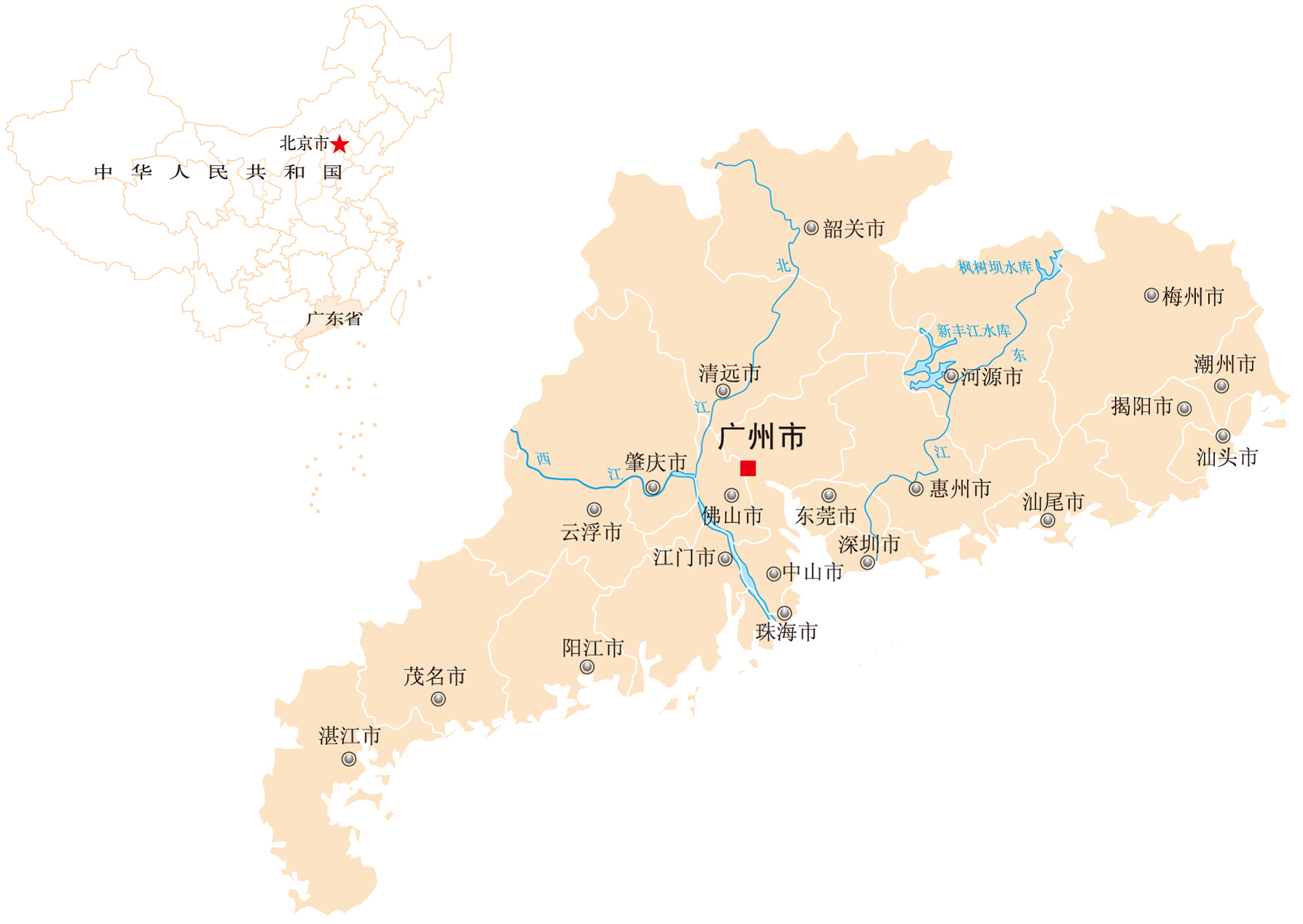 广东省地图AI矢量素材 分区地图 简单地图 非实物地图 设计素材
